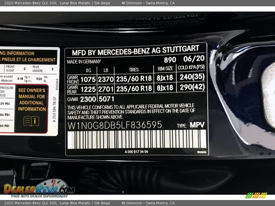 2020 Mercedes-Benz GLC 300 Lunar Blue Metallic / Silk Beige Photo #11