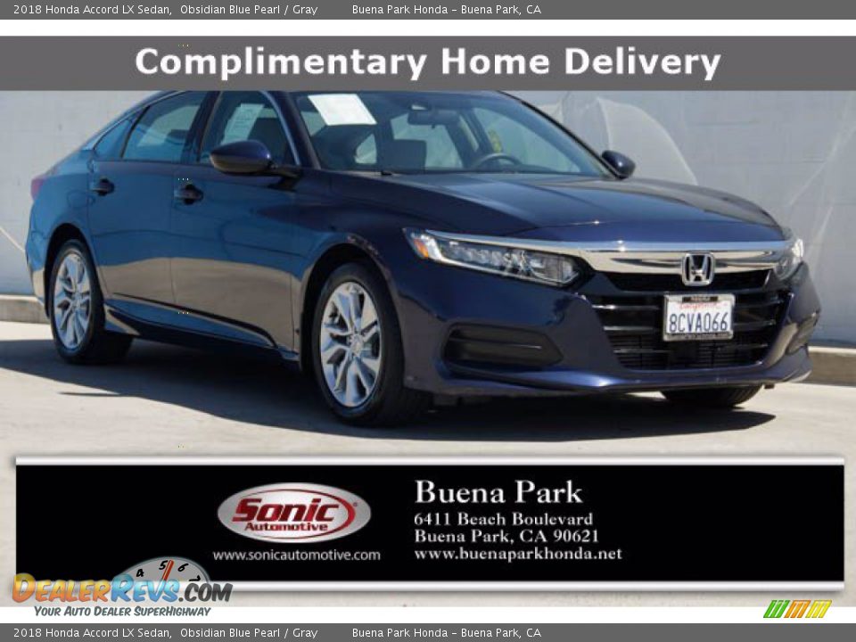 2018 Honda Accord LX Sedan Obsidian Blue Pearl / Gray Photo #1