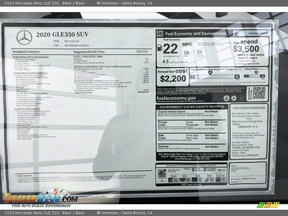 2020 Mercedes-Benz GLE 350 Black / Black Photo #10