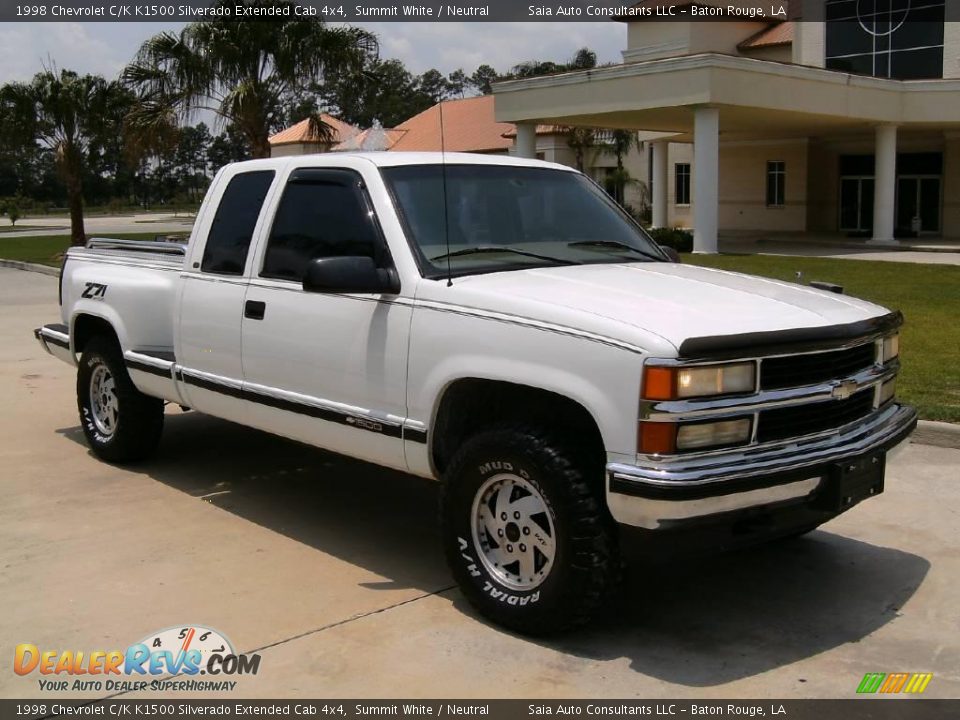 1998 Chevrolet C/K K1500 Silverado Extended Cab 4x4 Summit White / Neutral Photo #1