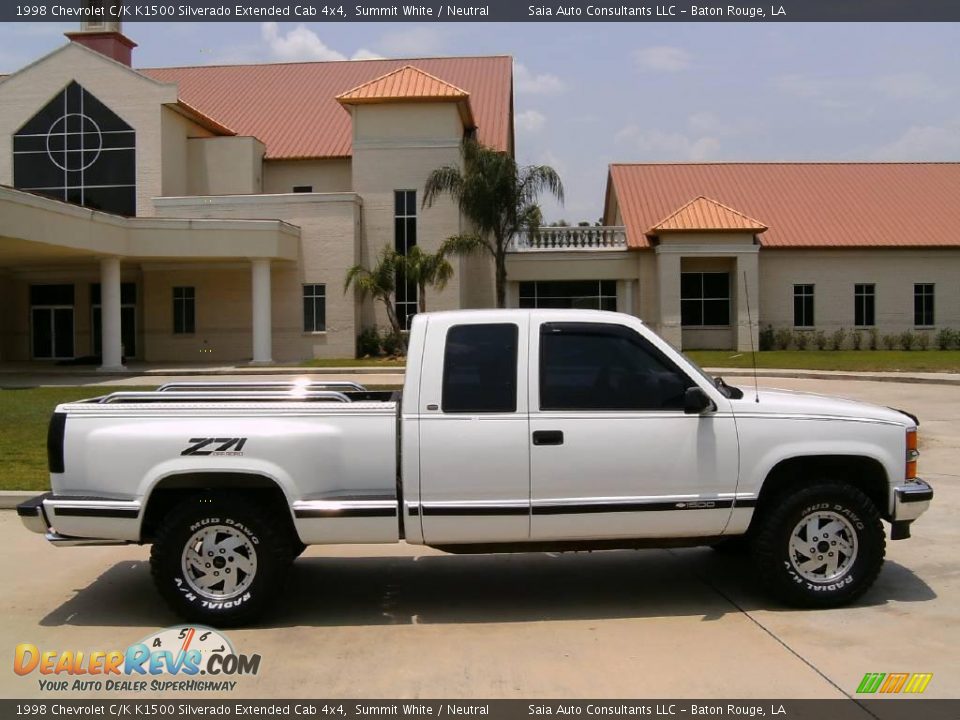 1998 Chevrolet C/K K1500 Silverado Extended Cab 4x4 Summit White / Neutral Photo #2