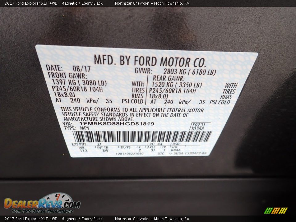 2017 Ford Explorer XLT 4WD Magnetic / Ebony Black Photo #28