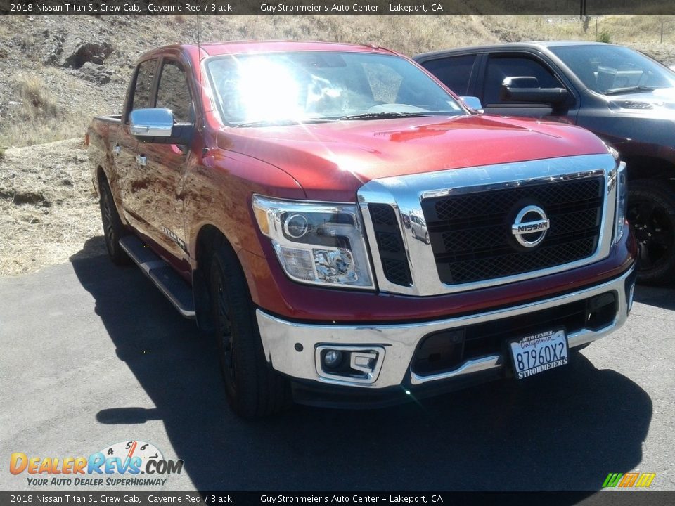 2018 Nissan Titan SL Crew Cab Cayenne Red / Black Photo #1