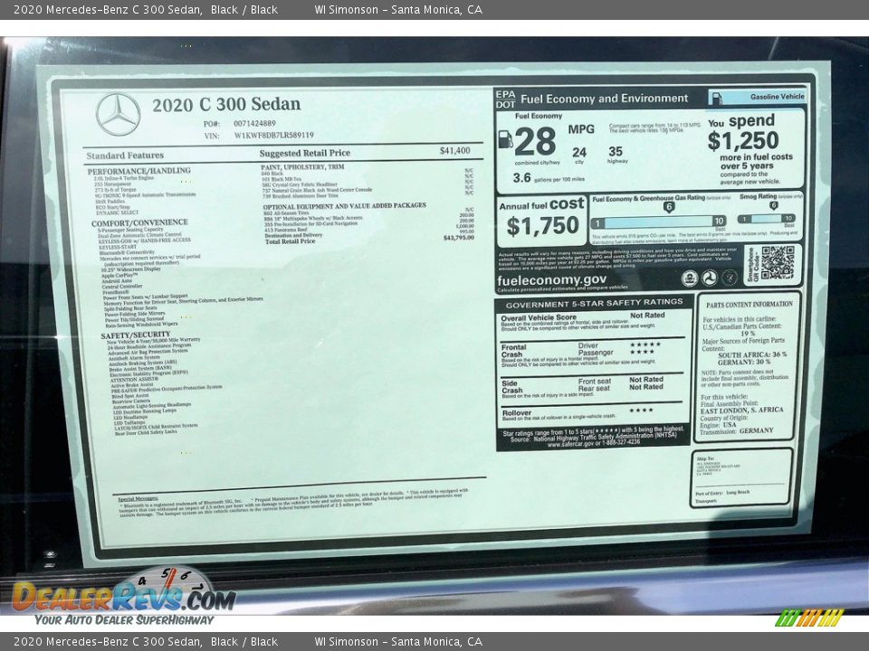 2020 Mercedes-Benz C 300 Sedan Black / Black Photo #11