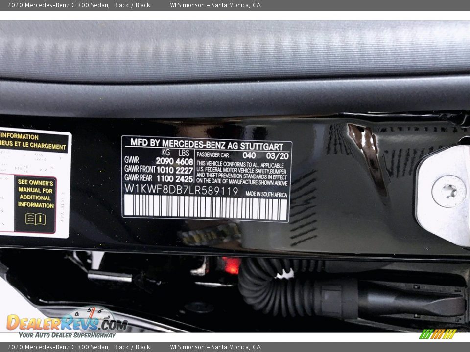 2020 Mercedes-Benz C 300 Sedan Black / Black Photo #12