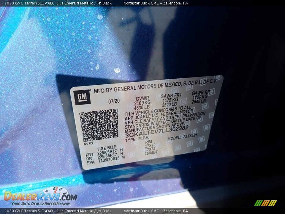 2020 GMC Terrain SLE AWD Blue Emerald Metallic / Jet Black Photo #11
