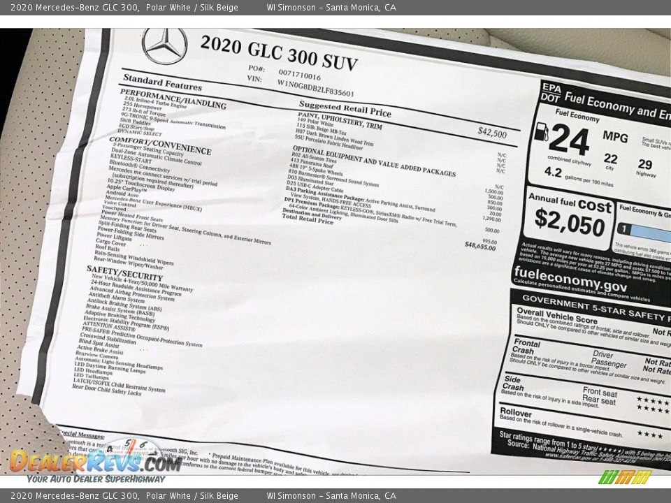 2020 Mercedes-Benz GLC 300 Polar White / Silk Beige Photo #10