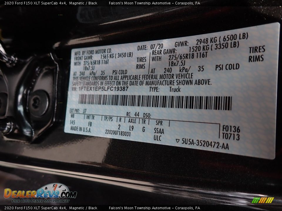 2020 Ford F150 XLT SuperCab 4x4 Magnetic / Black Photo #8