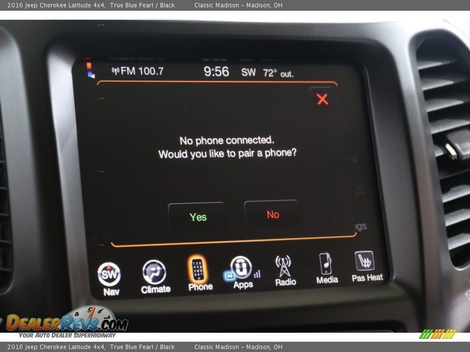 2016 Jeep Cherokee Latitude 4x4 True Blue Pearl / Black Photo #12