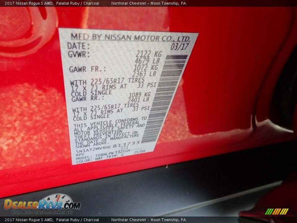 2017 Nissan Rogue S AWD Palatial Ruby / Charcoal Photo #28