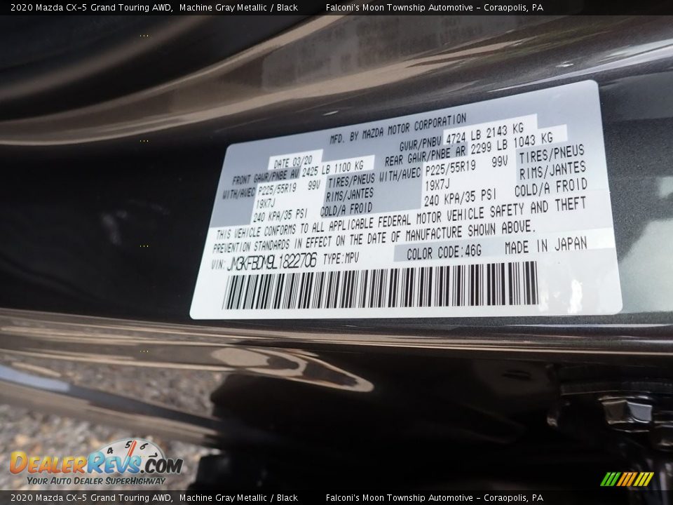 2020 Mazda CX-5 Grand Touring AWD Machine Gray Metallic / Black Photo #12