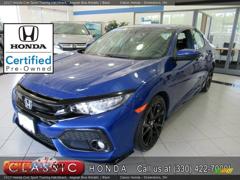 2017 Honda Civic Sport Touring Hatchback Aegean Blue Metallic / Black Photo #1