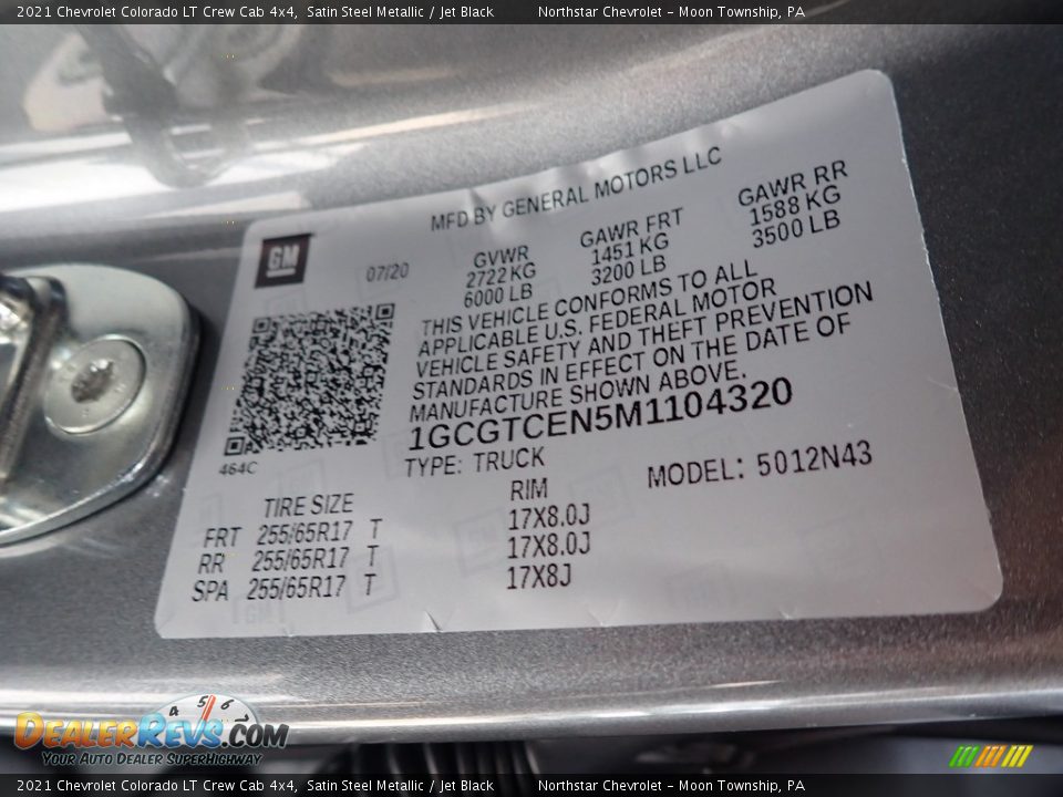 2021 Chevrolet Colorado LT Crew Cab 4x4 Satin Steel Metallic / Jet Black Photo #15