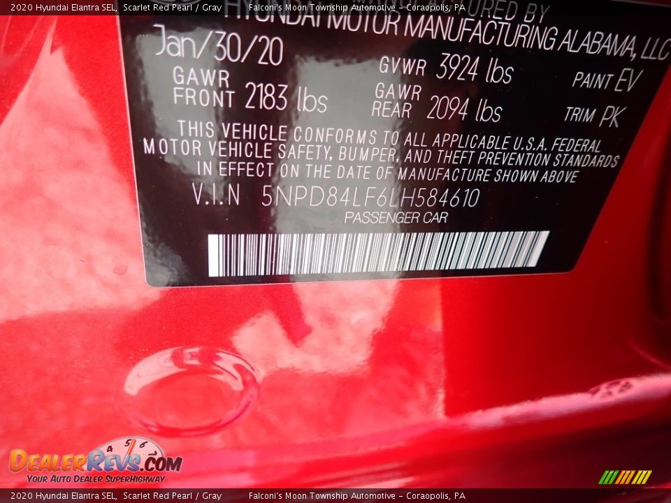 2020 Hyundai Elantra SEL Scarlet Red Pearl / Gray Photo #12