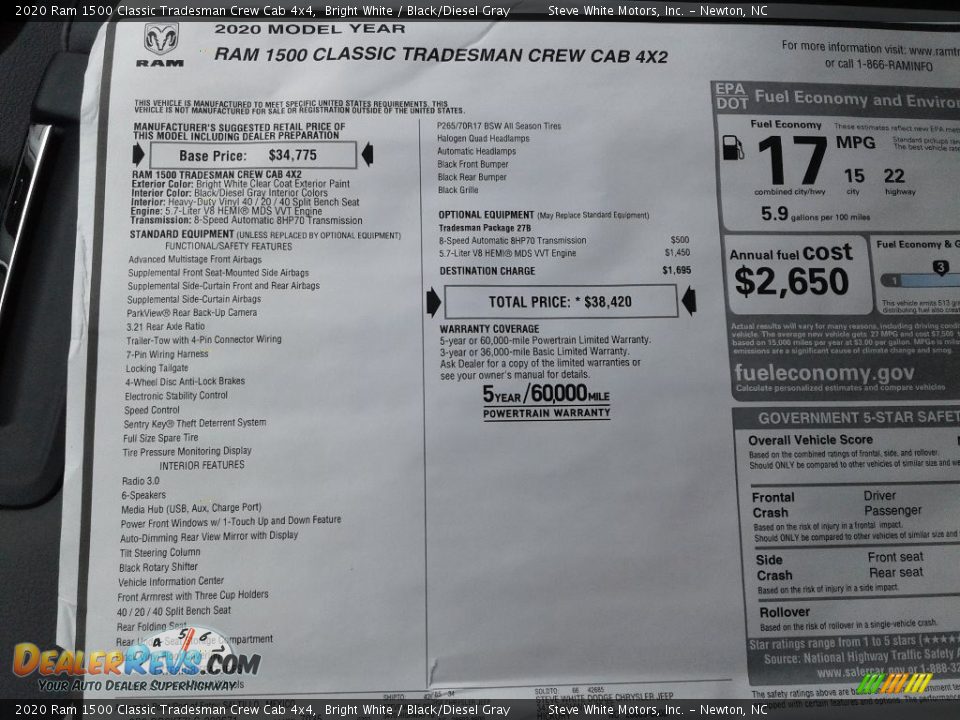2020 Ram 1500 Classic Tradesman Crew Cab 4x4 Bright White / Black/Diesel Gray Photo #27