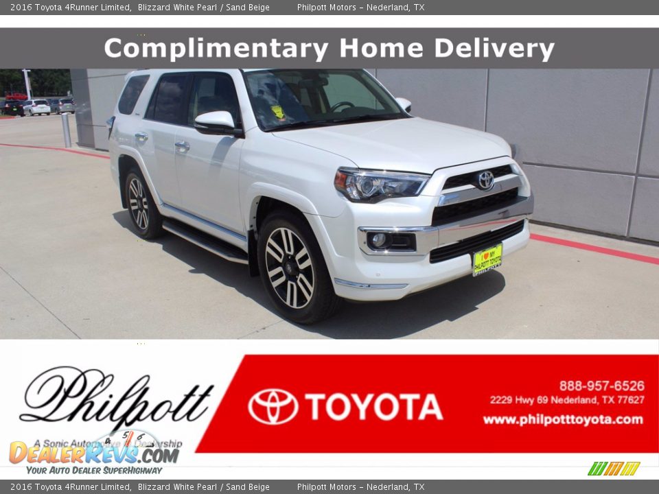 2016 Toyota 4Runner Limited Blizzard White Pearl / Sand Beige Photo #1