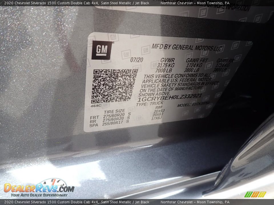 2020 Chevrolet Silverado 1500 Custom Double Cab 4x4 Satin Steel Metallic / Jet Black Photo #16