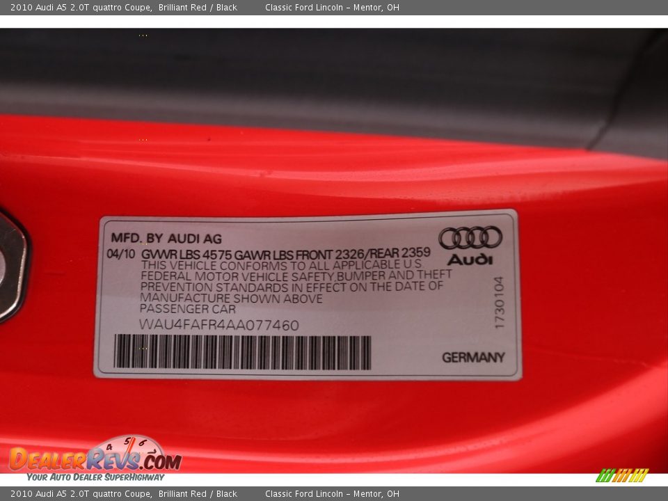 2010 Audi A5 2.0T quattro Coupe Brilliant Red / Black Photo #30