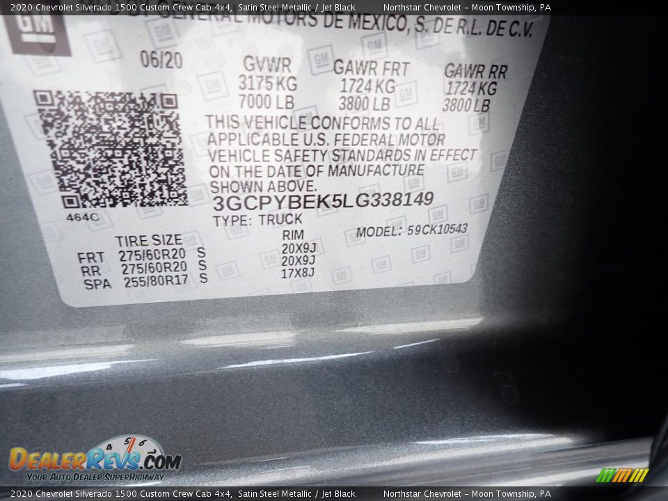2020 Chevrolet Silverado 1500 Custom Crew Cab 4x4 Satin Steel Metallic / Jet Black Photo #13