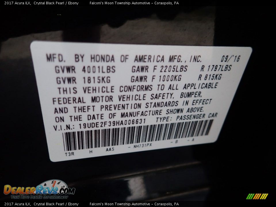 2017 Acura ILX Crystal Black Pearl / Ebony Photo #23