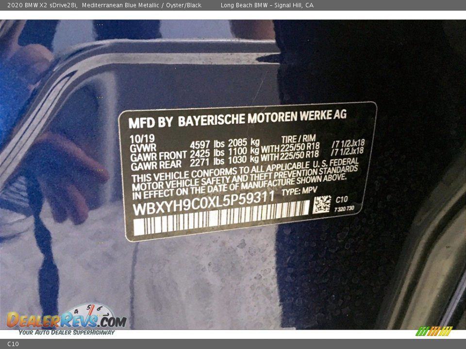BMW Color Code C10 Mediterranean Blue Metallic