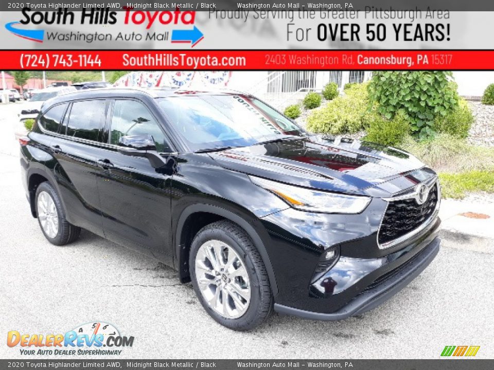 2020 Toyota Highlander Limited AWD Midnight Black Metallic / Black Photo #1