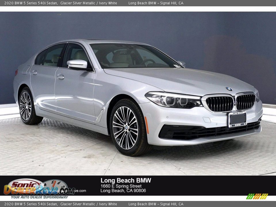 2020 BMW 5 Series 540i Sedan Glacier Silver Metallic / Ivory White Photo #1