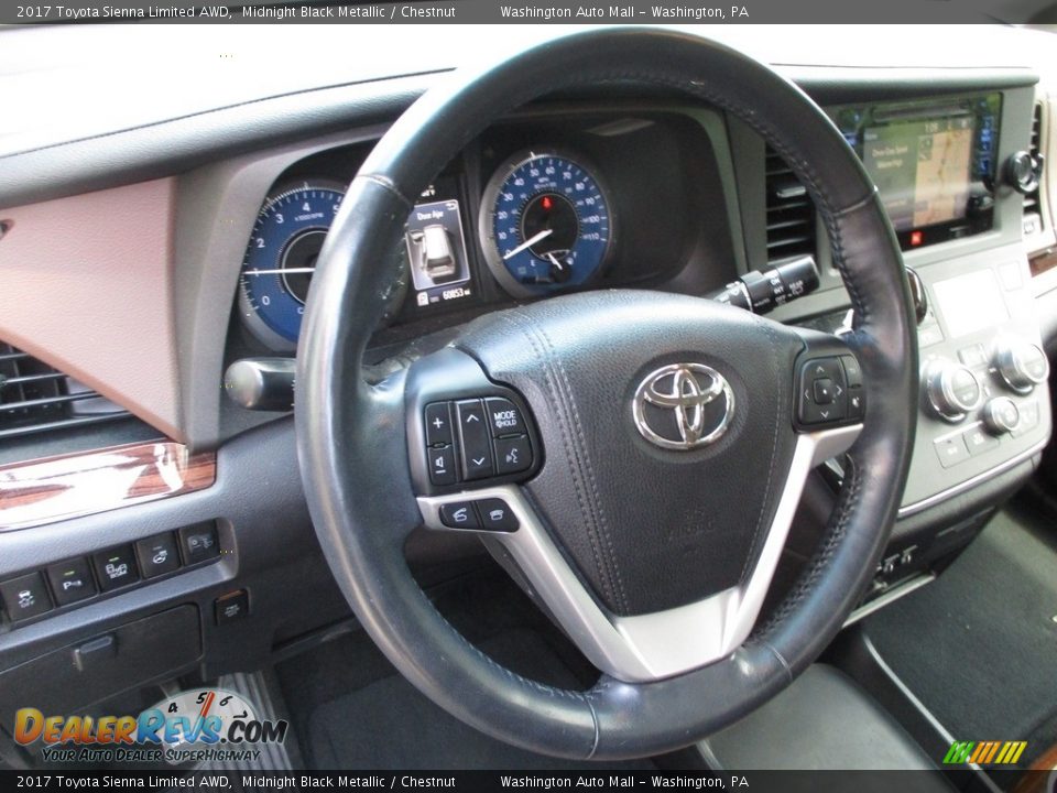 2017 Toyota Sienna Limited AWD Midnight Black Metallic / Chestnut Photo #17