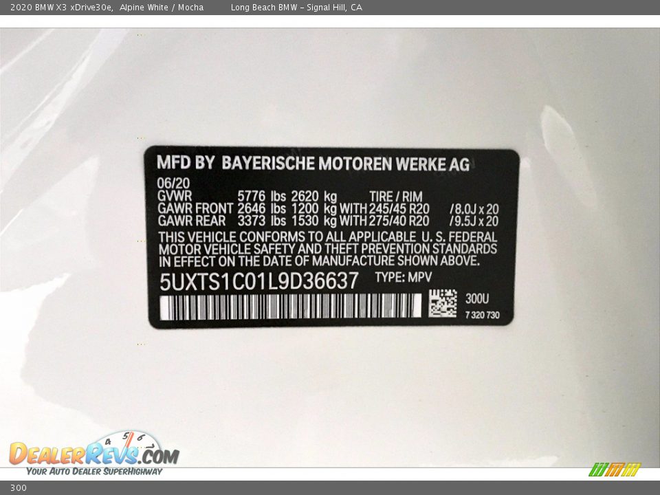 BMW Color Code 300 Alpine White