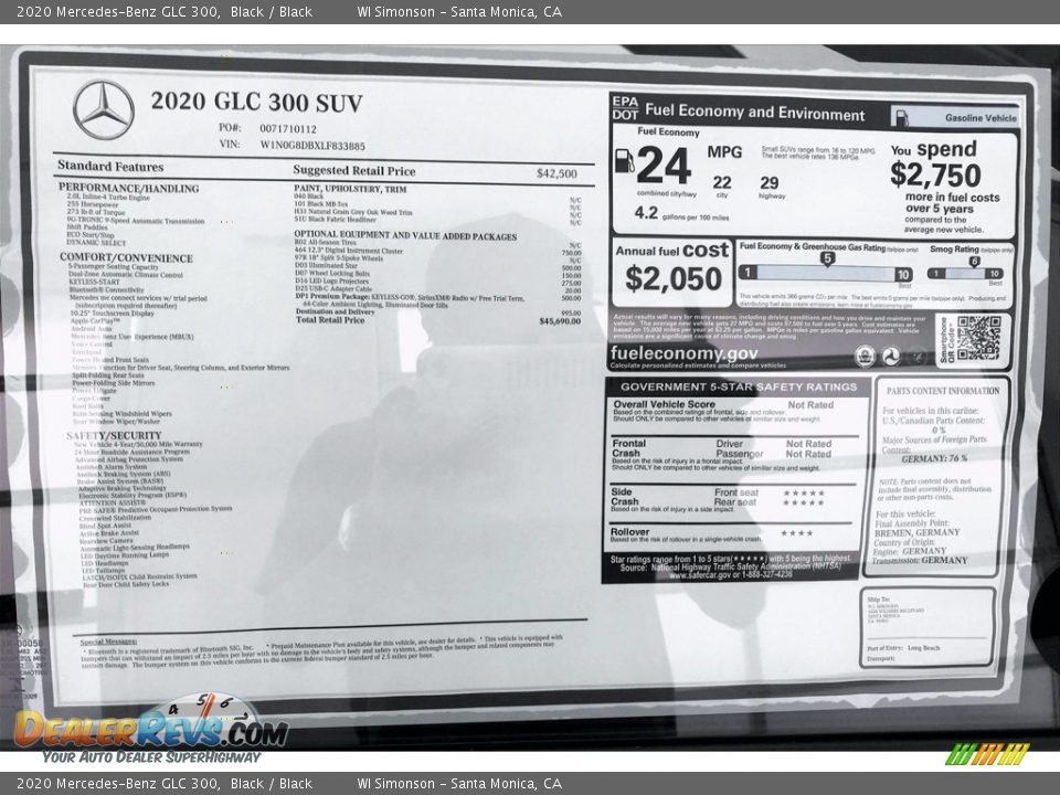 2020 Mercedes-Benz GLC 300 Black / Black Photo #10