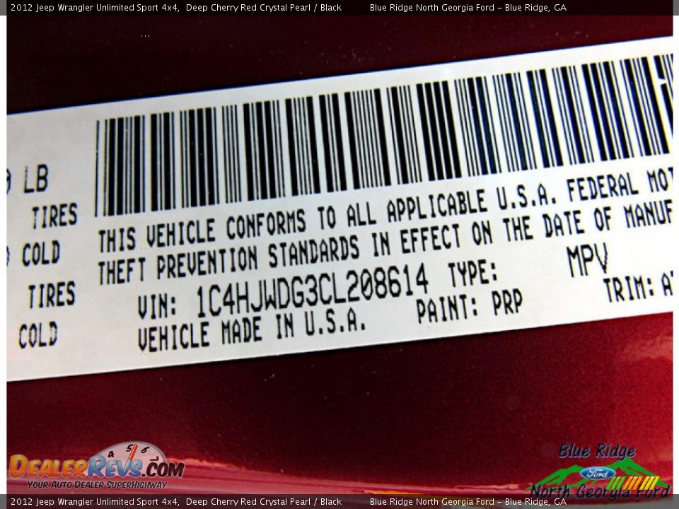 2012 Jeep Wrangler Unlimited Sport 4x4 Deep Cherry Red Crystal Pearl / Black Photo #20