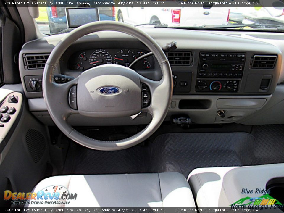 2004 Ford F250 Super Duty Lariat Crew Cab 4x4 Dark Shadow Grey Metallic / Medium Flint Photo #15