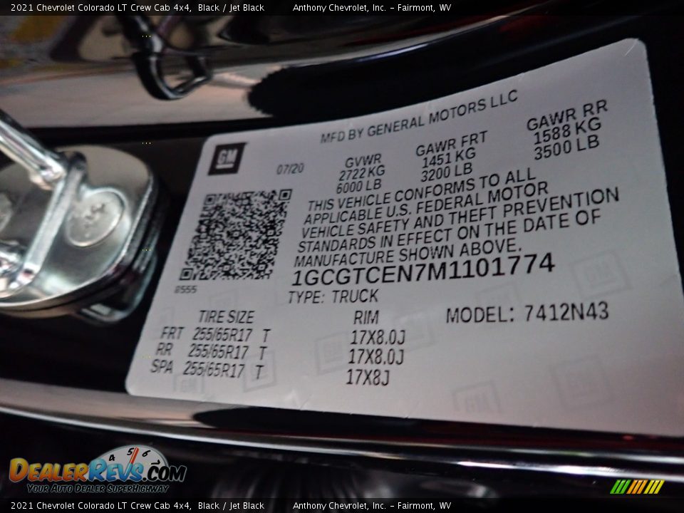 2021 Chevrolet Colorado LT Crew Cab 4x4 Black / Jet Black Photo #13