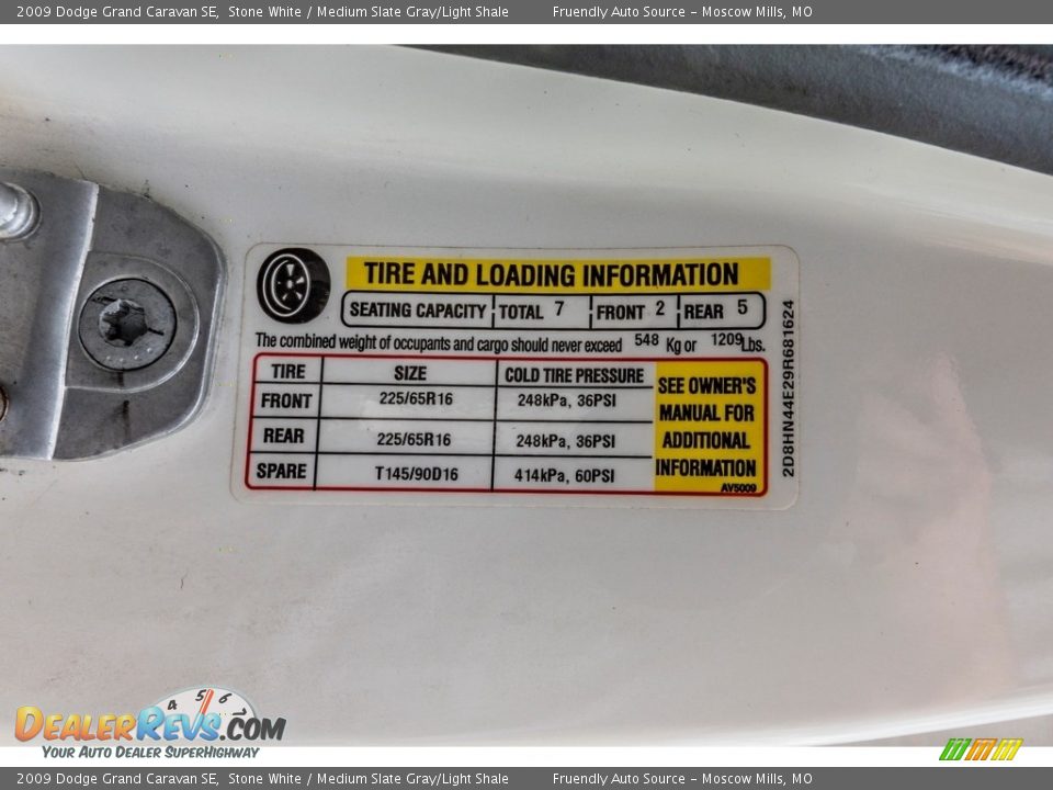2009 Dodge Grand Caravan SE Stone White / Medium Slate Gray/Light Shale Photo #36