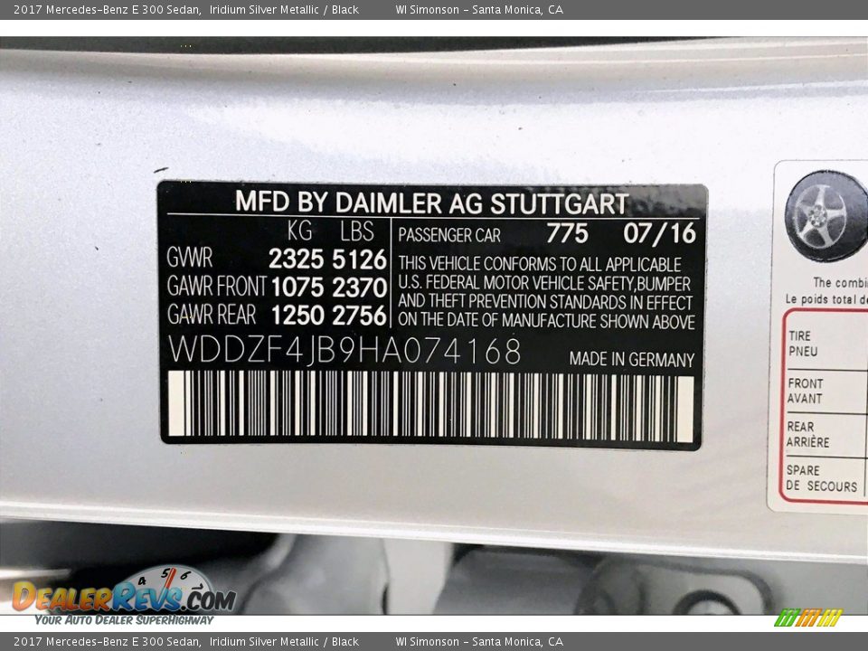 2017 Mercedes-Benz E 300 Sedan Iridium Silver Metallic / Black Photo #24