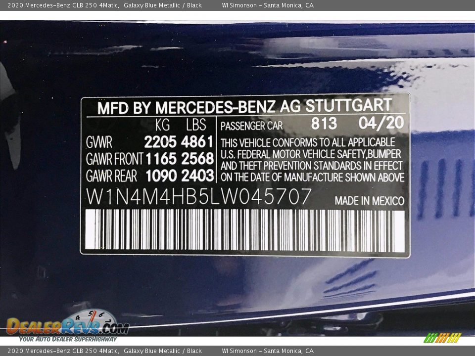 2020 Mercedes-Benz GLB 250 4Matic Galaxy Blue Metallic / Black Photo #11