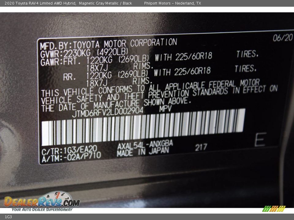 Toyota Color Code 1G3 Magnetic Gray Metallic