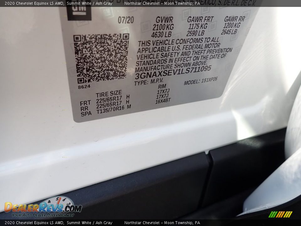 2020 Chevrolet Equinox LS AWD Summit White / Ash Gray Photo #14
