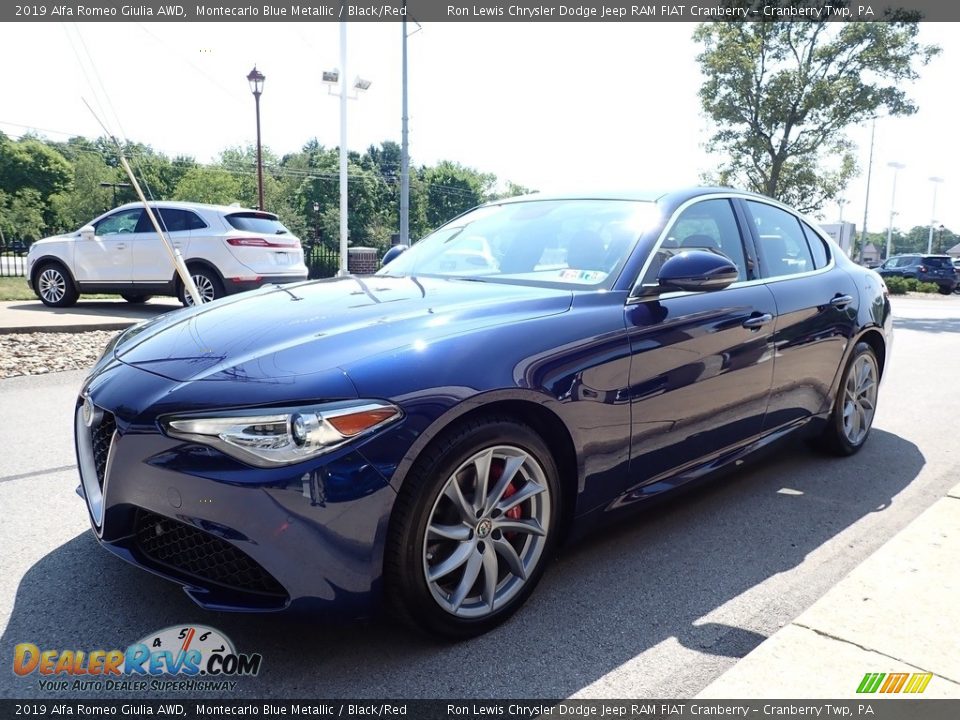 2019 Alfa Romeo Giulia AWD Montecarlo Blue Metallic / Black/Red Photo #7