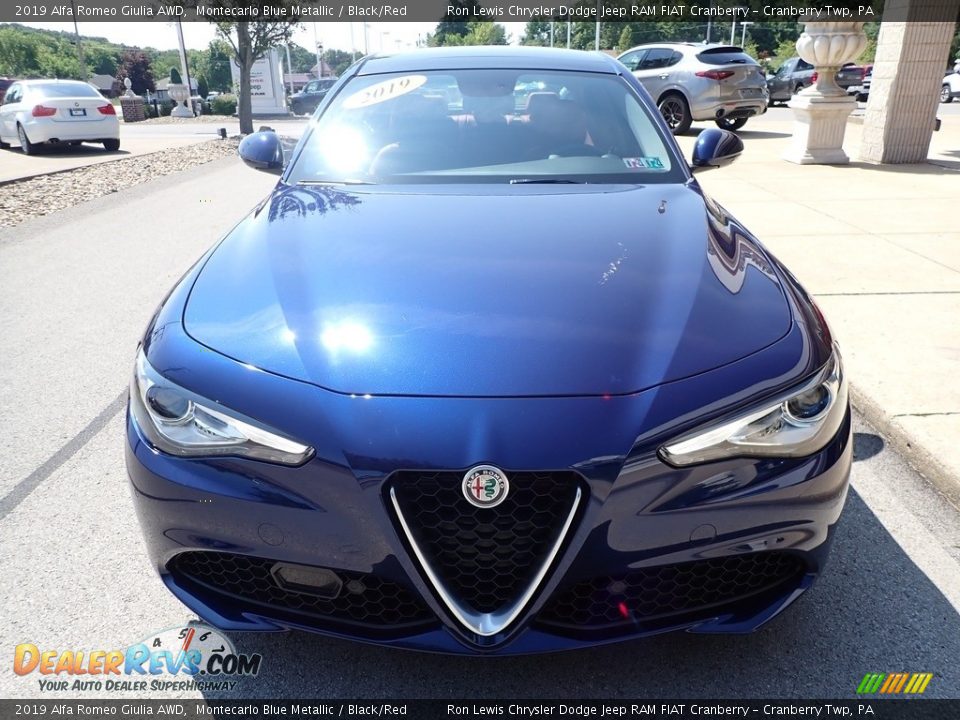 2019 Alfa Romeo Giulia AWD Montecarlo Blue Metallic / Black/Red Photo #8