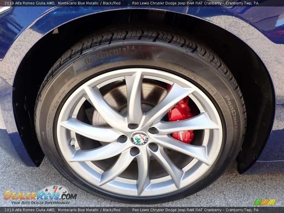 2019 Alfa Romeo Giulia AWD Montecarlo Blue Metallic / Black/Red Photo #10