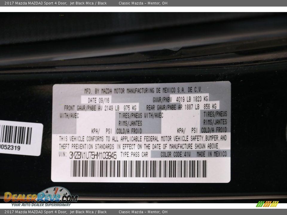 2017 Mazda MAZDA3 Sport 4 Door Jet Black Mica / Black Photo #22