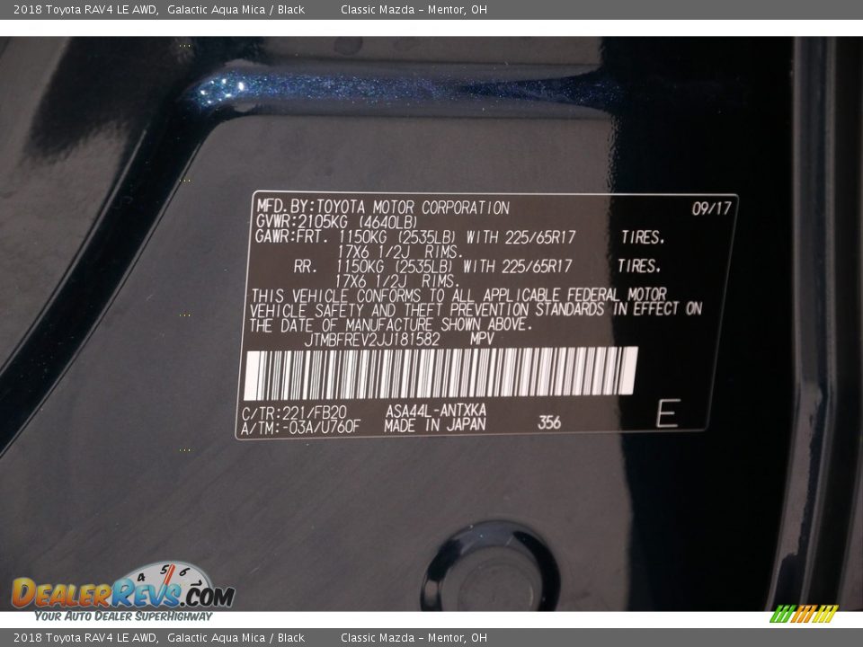 2018 Toyota RAV4 LE AWD Galactic Aqua Mica / Black Photo #19
