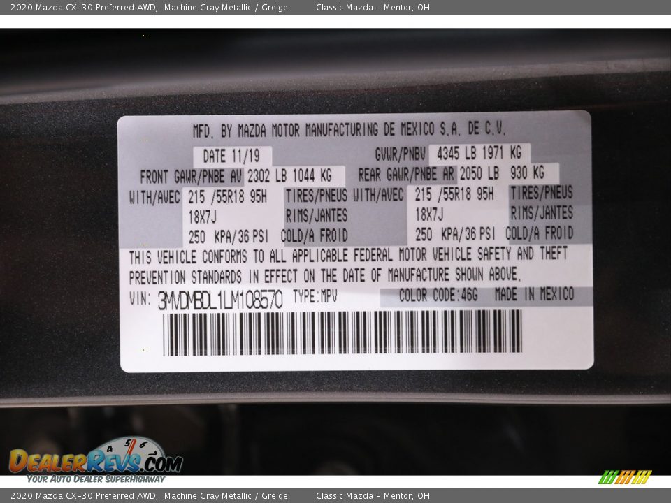 2020 Mazda CX-30 Preferred AWD Machine Gray Metallic / Greige Photo #20