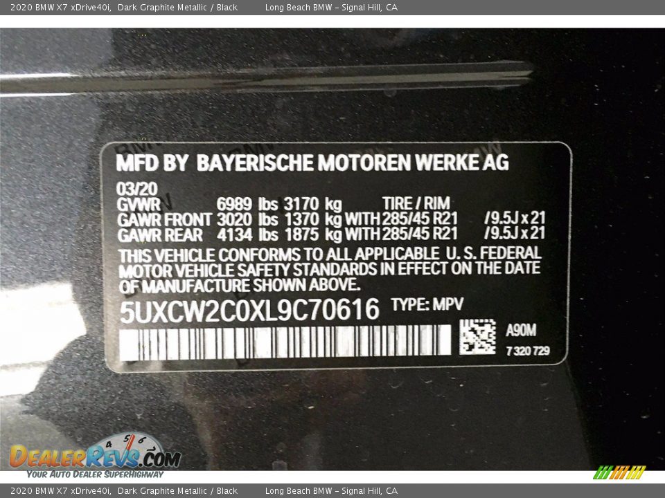 2020 BMW X7 xDrive40i Dark Graphite Metallic / Black Photo #18