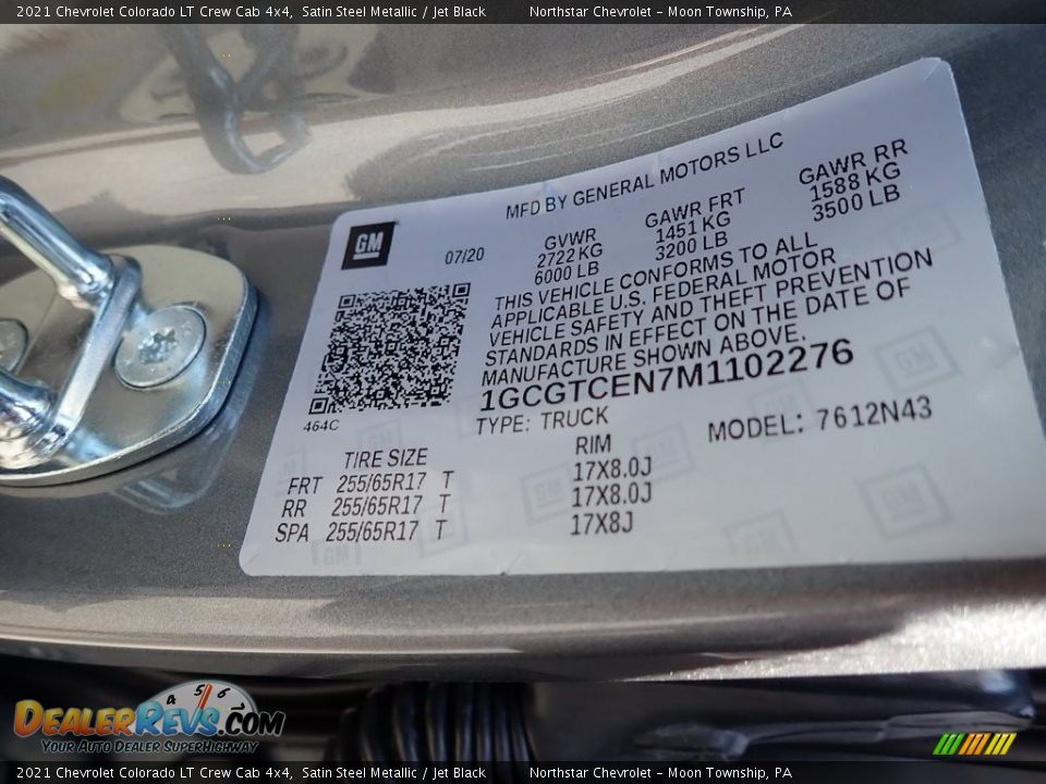 2021 Chevrolet Colorado LT Crew Cab 4x4 Satin Steel Metallic / Jet Black Photo #16