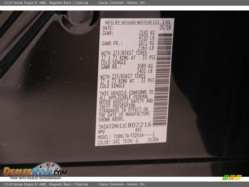 2018 Nissan Rogue SV AWD Magnetic Black / Charcoal Photo #20
