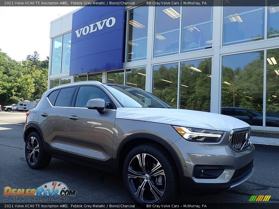 2021 Volvo XC40 T5 Inscription AWD Pebble Grey Metallic / Blond/Charcoal Photo #1