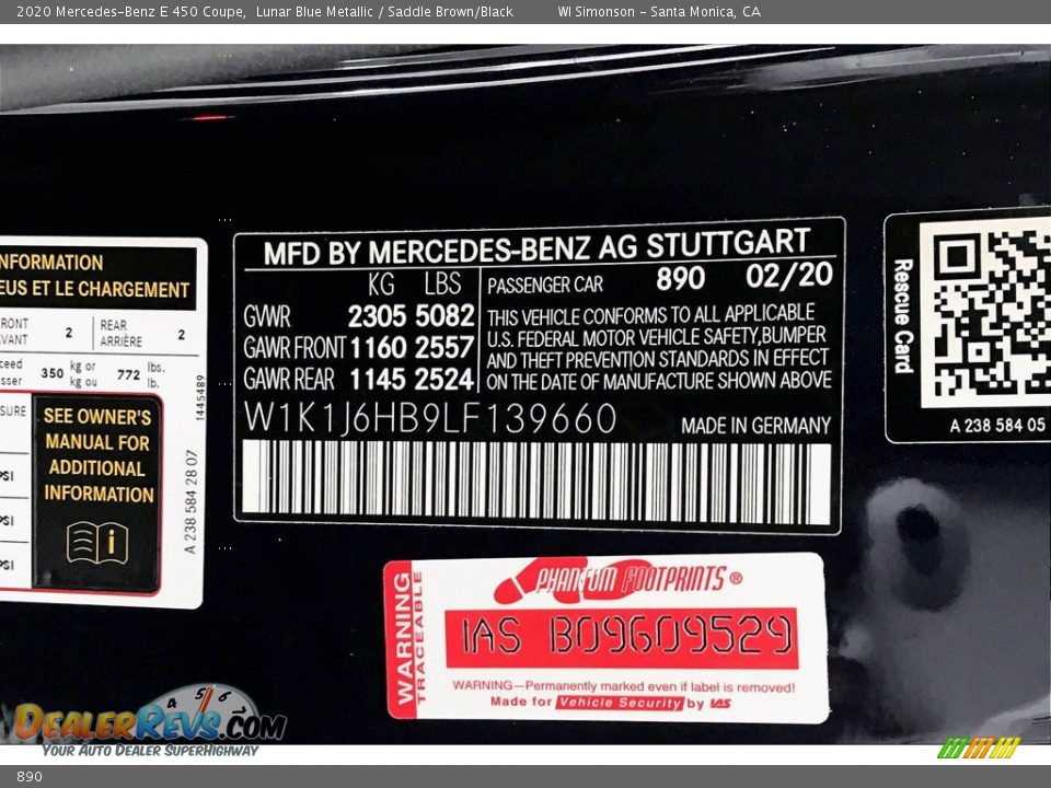 Mercedes-Benz Color Code 890 Lunar Blue Metallic