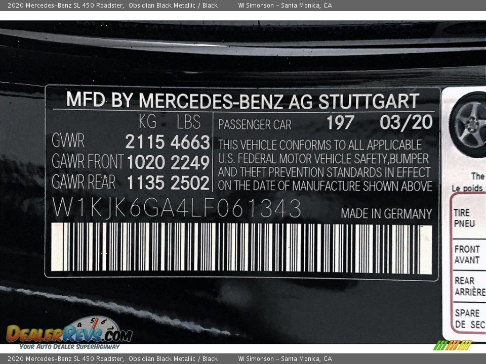 2020 Mercedes-Benz SL 450 Roadster Obsidian Black Metallic / Black Photo #11